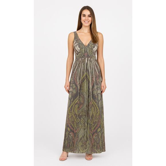 ONE WORLD Women's Boho Maxi Dress Medium Paisley Beaded Colorful Flowy - Picture 1 of 6